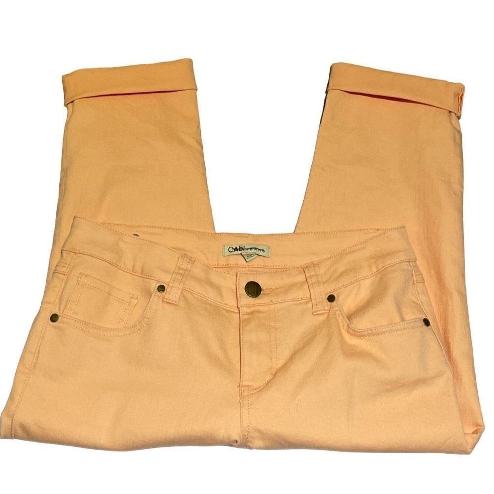cAbi 4 Peach Cropped Jeans Pedal Pushers Cuffed Stretch Capris